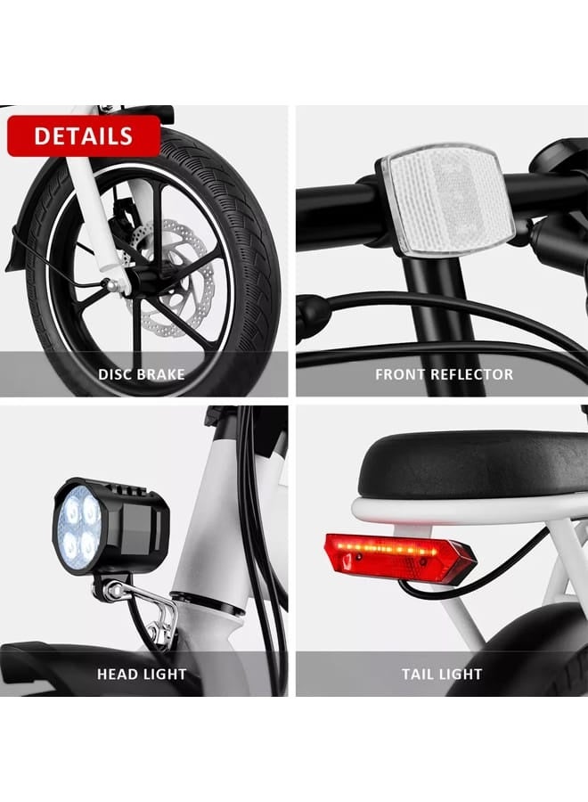 ويندهورس دراجة كهربائية قابلة للطي بمحرك سريع 350 واط، بطارية 36 فولت 8 أمبير، سرعة قصوى 25-30 كم/ساعة، مدى 35 كم، هيكل من سبائك الكربون مع مقعدين، خوذة وسترة أمان - Image 2